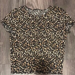 American Eagle Outfitters Brown and Black Crop Fitted T-Shirt